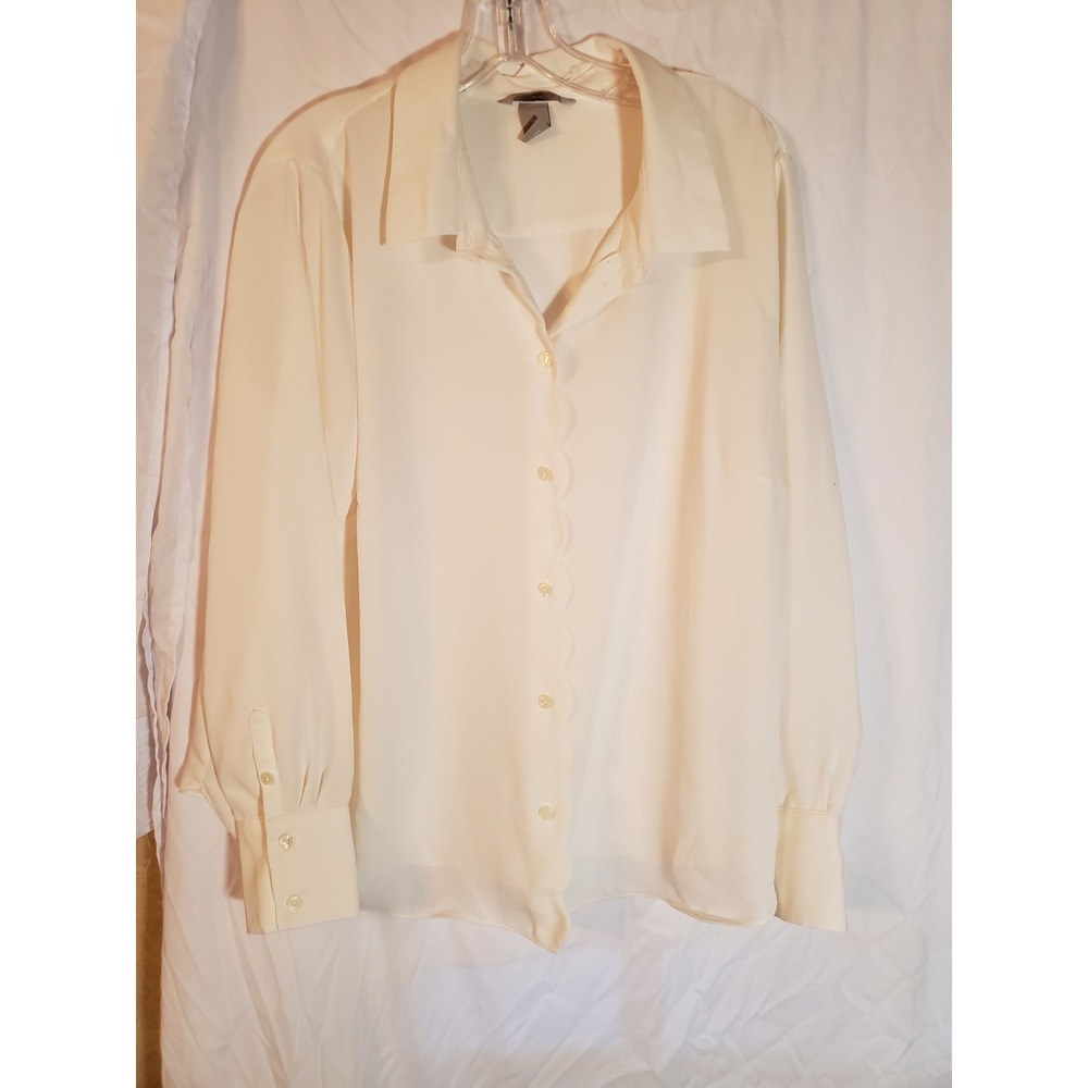 Women's H&M Ivory Long Sleeve Blouse Size XL
